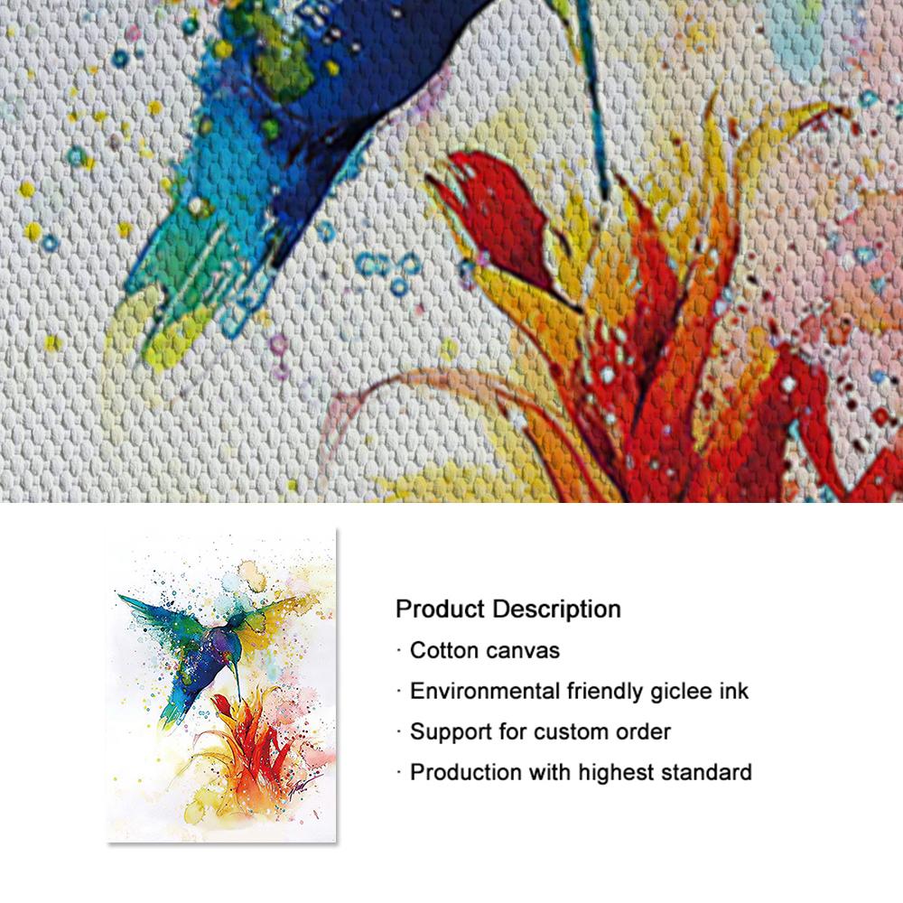 Красочные абстрактные колибри сбор меда плакат настенное искусство холст картина акварелью картина гостиная домашний декор