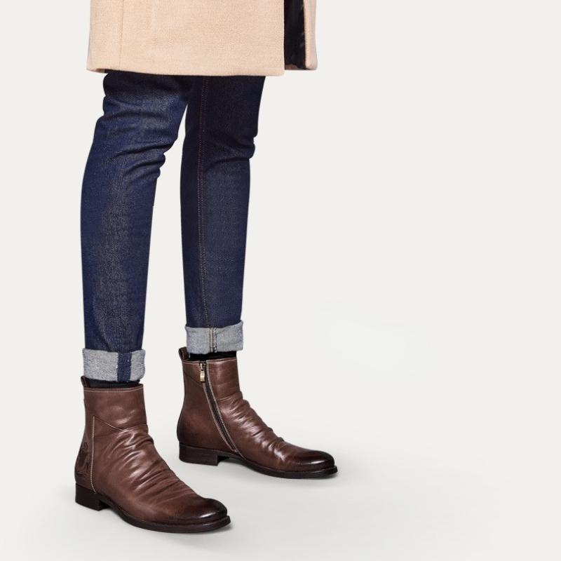 Мужские кожаные ботинки Мужская повседневная обувь На низком каблуке Нескользящие Износостойкие Теплые Деловые Комфортные мужские ботинки Botines Para Hombre