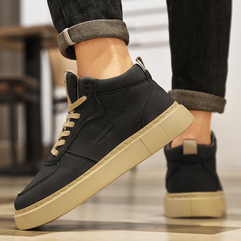 Мужские новые летние универсальные модные повседневные спортивные туфли, подростковые высокие кеды, студенческие трендовые туфли