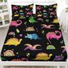 Милый мультяшный узор динозавра Матрас из трех частей Цифровая печать Милый комплект постельного белья с динозаврами