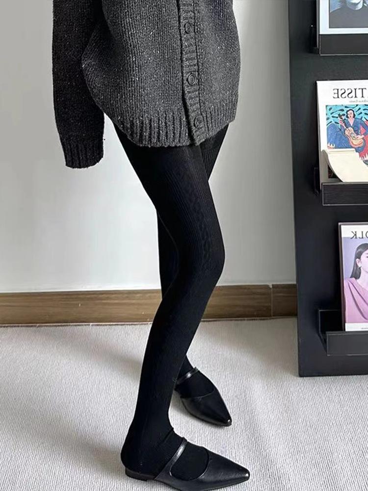 Side Twist Vertical Pattern Thin Pantyhose Children Autumn And Winter Wool Warm Leggings Do Not Fall Off The Gear Micro-Pressure Leggings