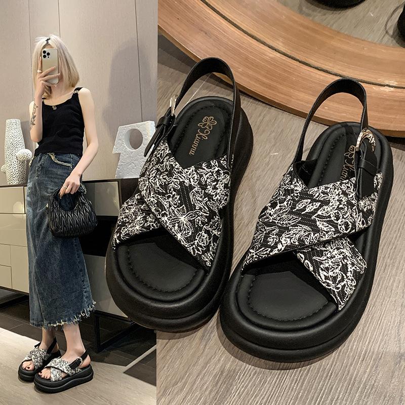 Women Sandals Fashion Open Toe Casual Platform Flats Sandals Comfortable Designer Elevated Sandals for Women Sandalias De Mujer