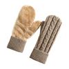 Thermal Knit Gloves for Winter Double-Layer Fleece Lined Windproof Mittens