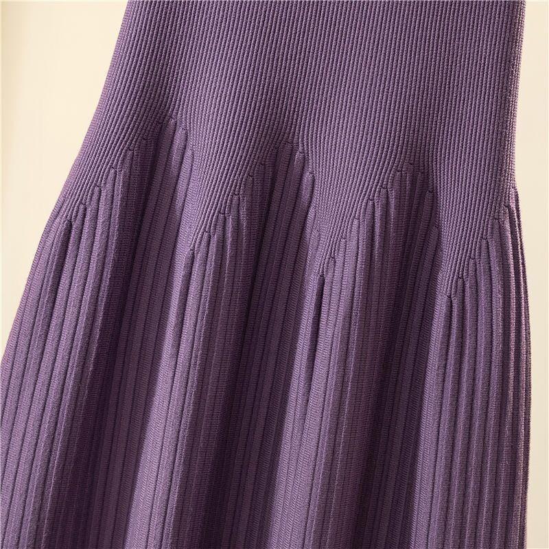 Новинка 2022 года, осенне-зимняя однотонная юбка трапециевидной формы средней длины, повседневная универсальная трикотажная плиссированная юбка средней длины для женщин
