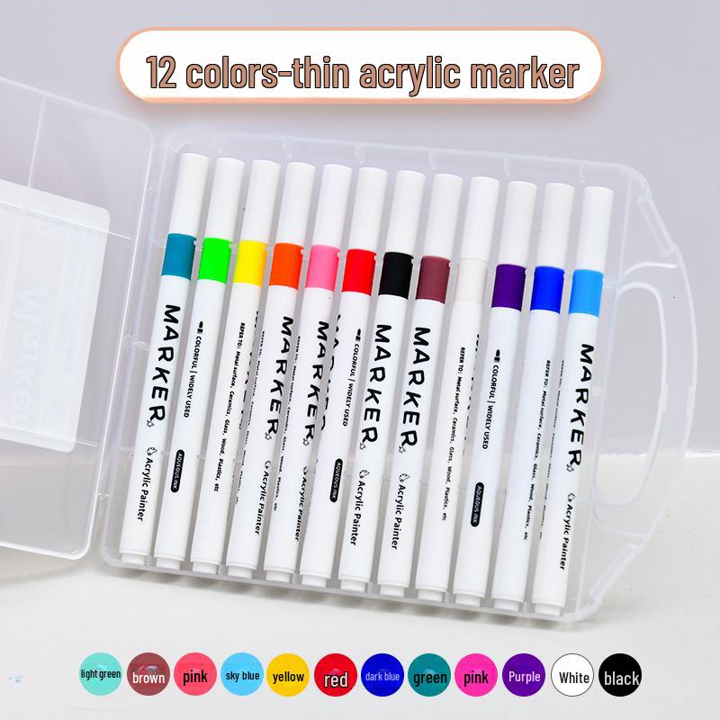 Kids' Acrylic Marker Pen Set - Non-Transparent, Student Watercolor Brushes, Waterproof and Water-Based Colors for Art Painting