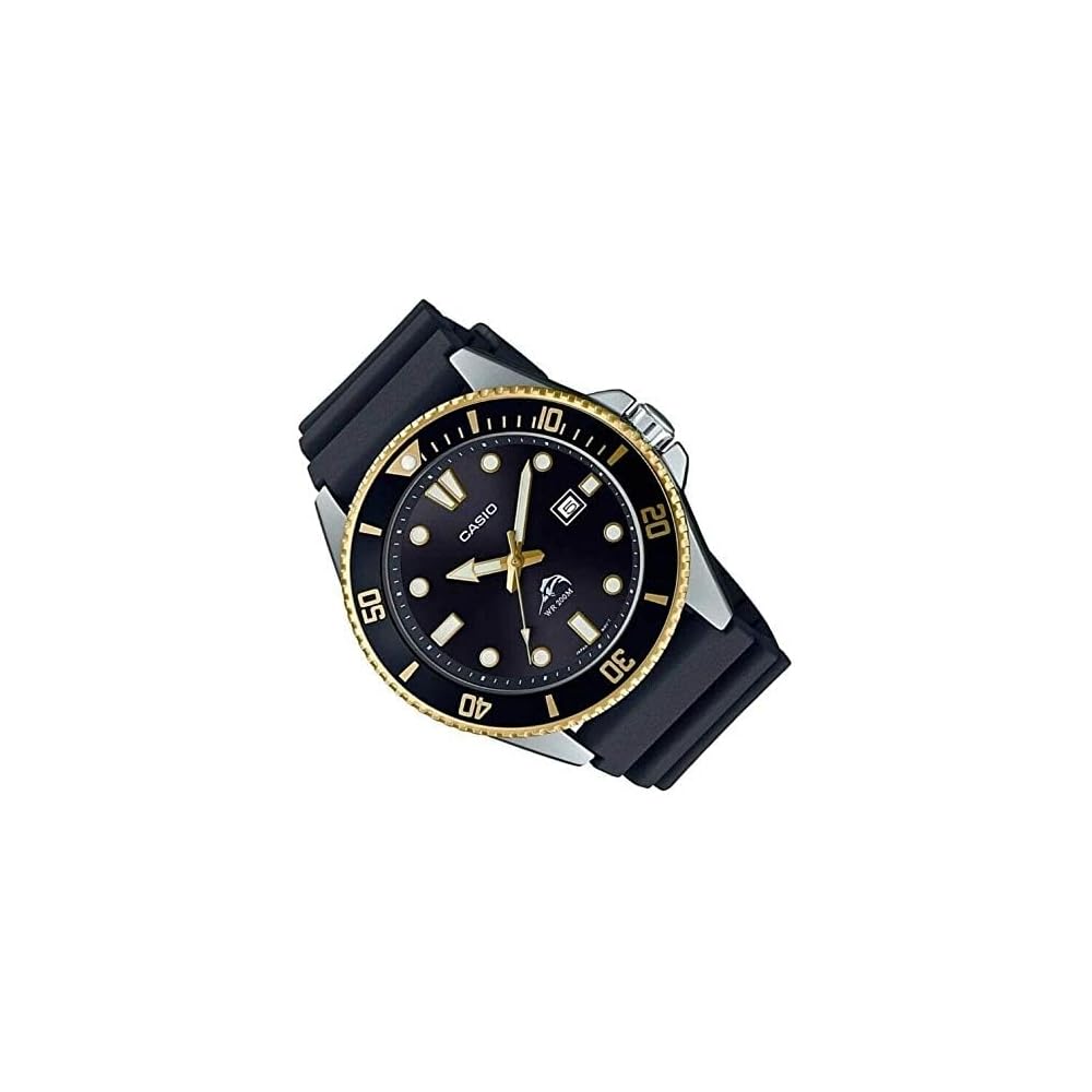Casio Men's Diver Style Stainless Steel Quartz Casual Watch Black Resin Strap 25.6mm