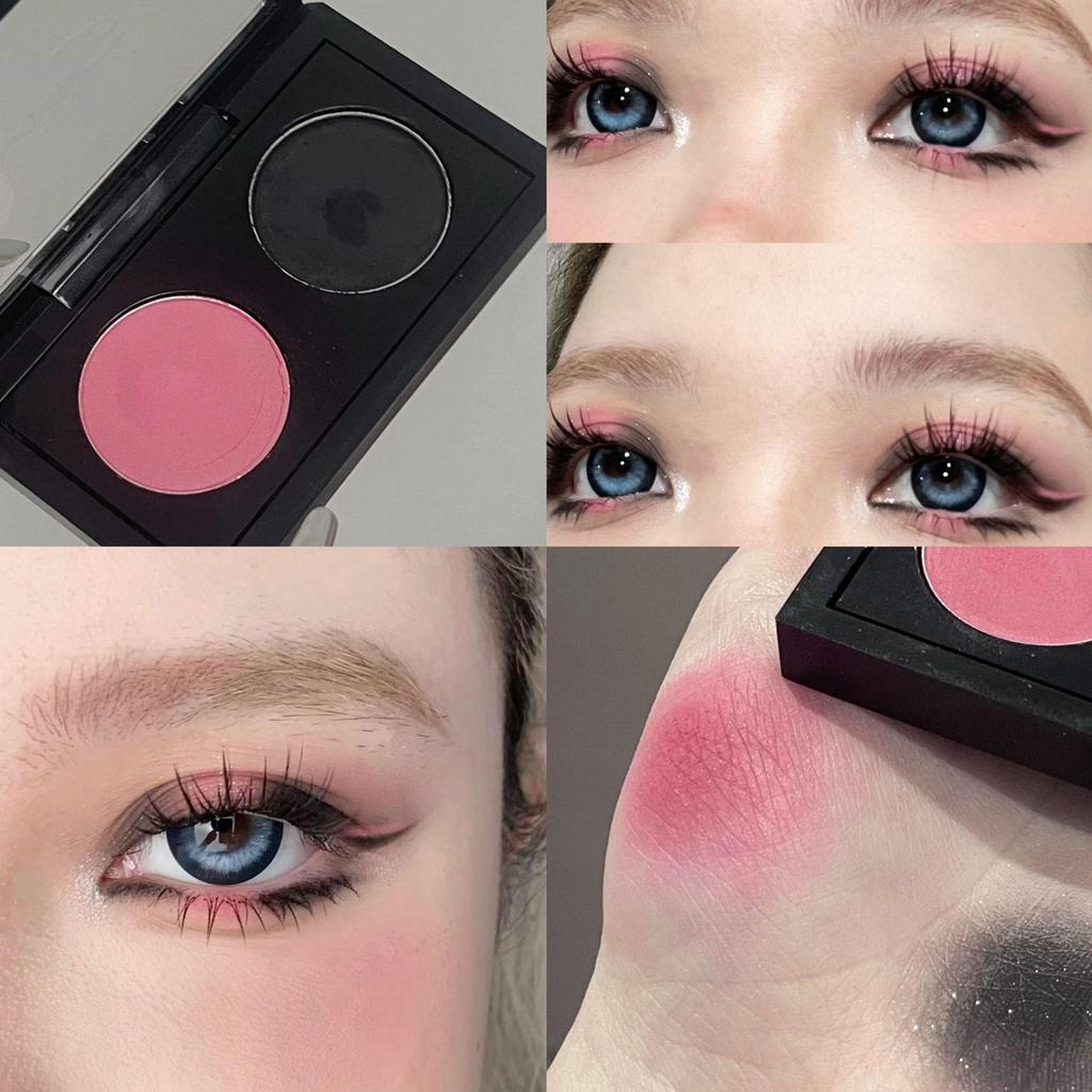 Phantom Little Bear Dual Eyeshadow - Blue/Black/White, Shimmer & Matte, Douyin Kuaishou Style