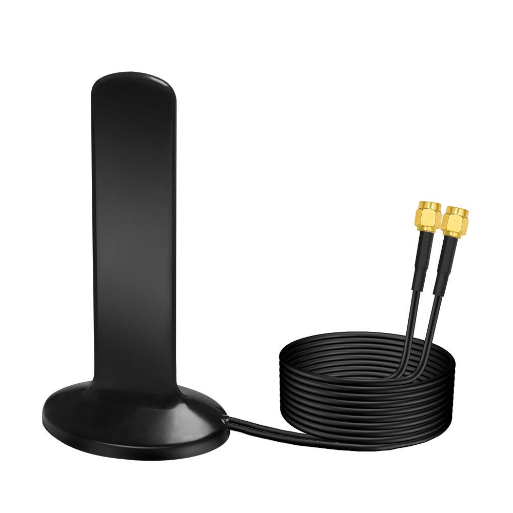 2x2 MIMO 4G LTE 5G Антенна 12 dBi Двойные разъемы SMA Male / TS9 / CRC9 Магнитное основание 600-6000 МГц Всенаправленная Водонепроницаемая Лопастная Антенна