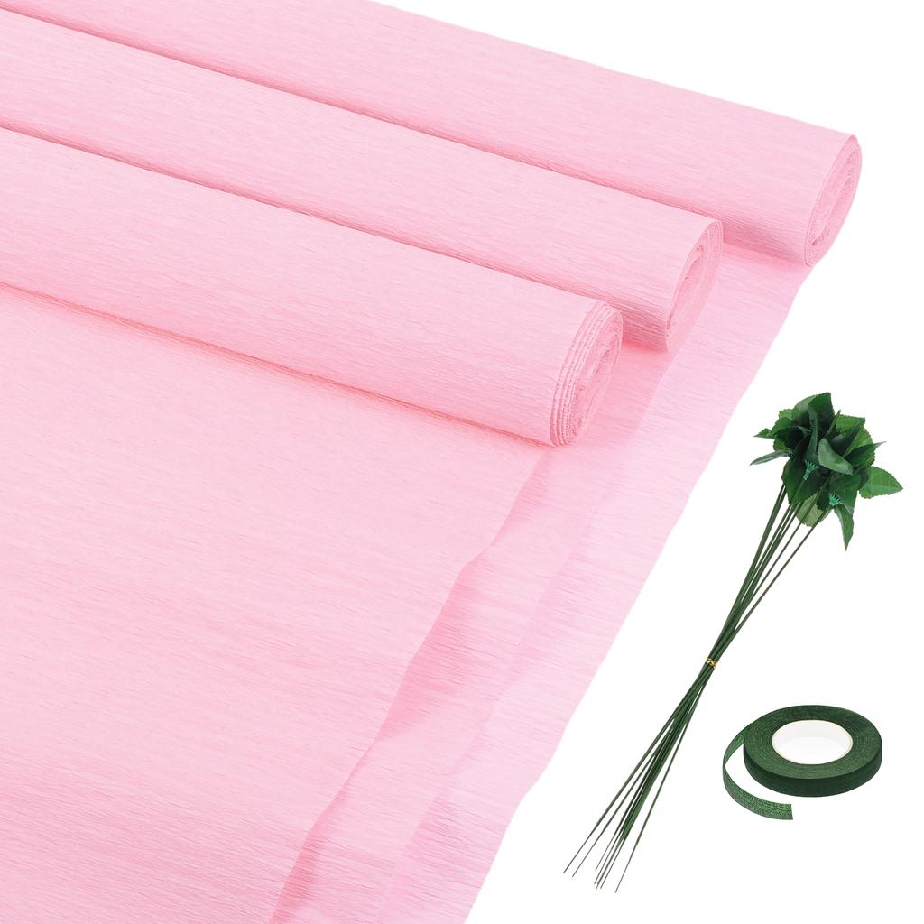 6 шт. рулонов крепированной бумаги с флористической проволокой и зеленой флористической лентой для свадебной церемонии, украшения различных крупных фестивалей