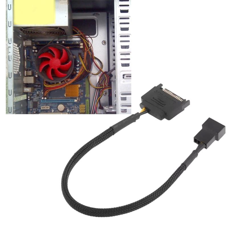 CRJ 15-Pin Male SATA to 1/2 Fan Sleeved Power Adapter Cable 3 Pin/4 Pin Laptop Motherboard CPU Fan Extension Cable