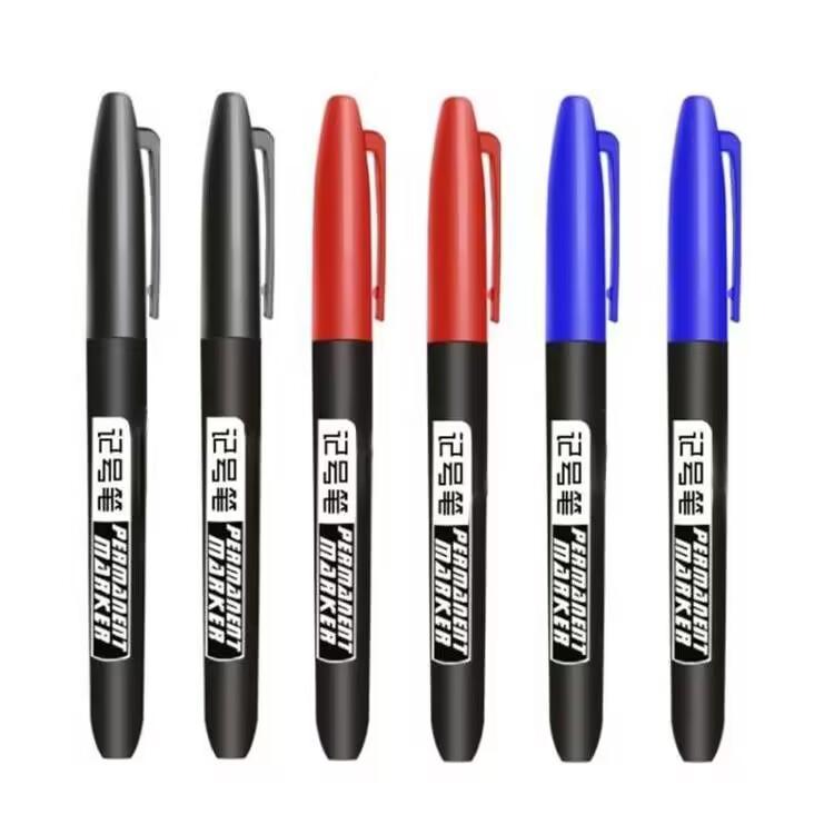 6 шт./компл. 1,5 мм маркерная ручка с тонкими точками, водонепроницаемые черные, синие, красные чернила, школьные канцелярские принадлежности для офиса и искусства