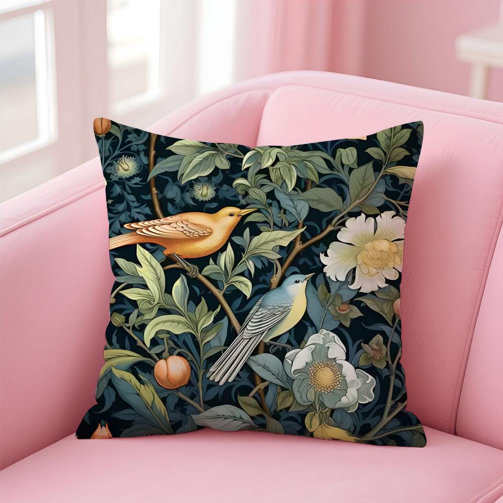 Art WWilliam Morris Cushion Cover Pillow Case Soft Skin Friendly Fabric Comfort Concealed Zipper