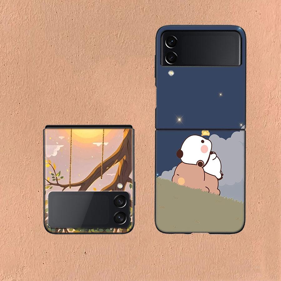 Милый Чехол BuBu DuDu для Samsung Z Flip7 6 Galaxy Чехол Ударопрочный Z Flip5 Z Flip3 4 5G Жесткая Крышка Телефон TPU PC Жесткий Funda