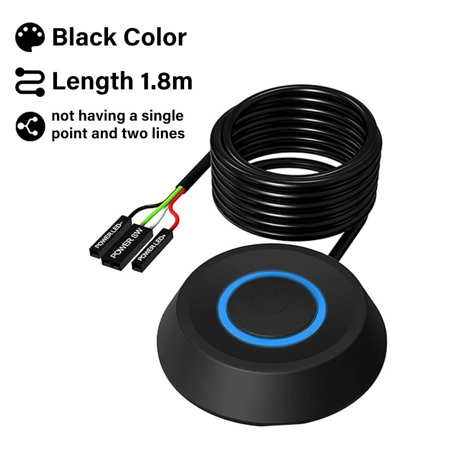 Pushbutton Desktop Computer Switch PC Motherboard External Start Power 1.8m On/Off Button Extension Cable Round Startup Switch