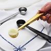 2 в 1 Длинная ручка Кофейная ложка из нержавеющей стали Многофункциональная мерная ложка для кофейных зерен Молоко Сухое молоко Мука Ложка с зажимом