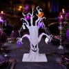Spooky Seasonal Room Accents Halloween Lighted Ghost Tree Centerpiece with LED Lights, Pumpkin Bat Desktop Decorations for Home Spider Light