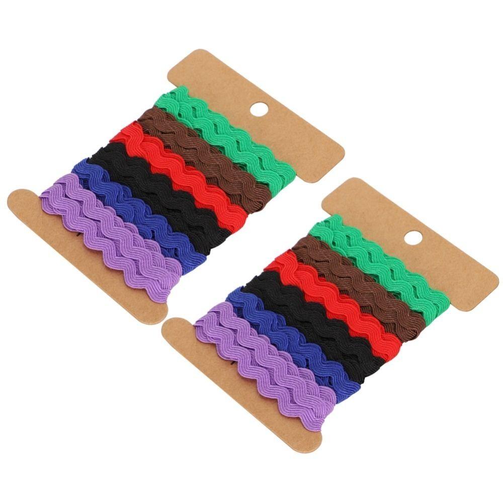 2pcs 8mm Width Wavy Lace Trim Color Ribbon Curved Belt Webbing Hand Made Rick Rack Trim For Sewing