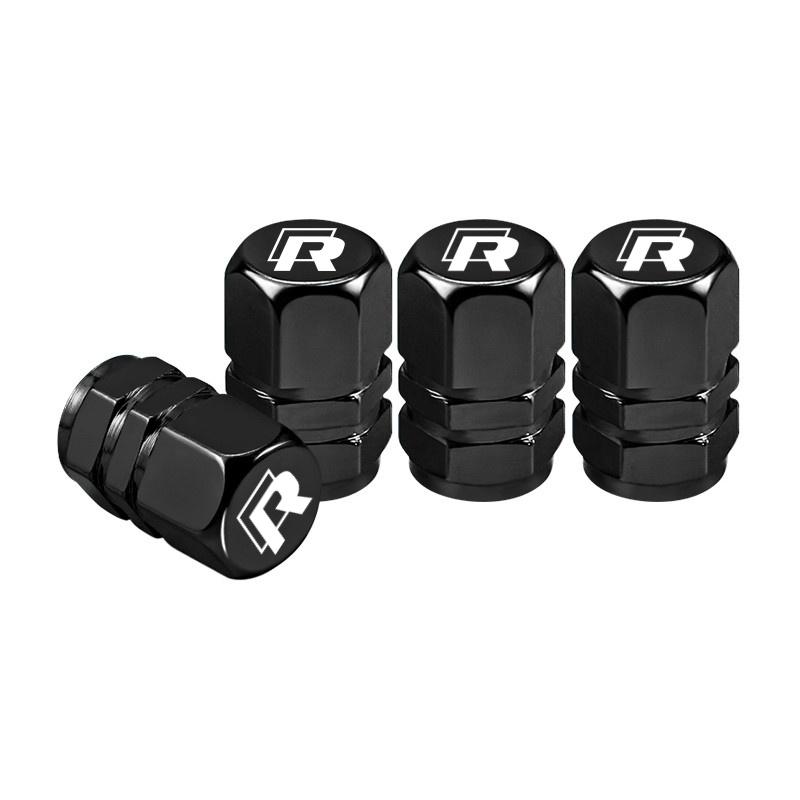 New 4PCS Aluminum Alloy Car Tire Valve Covers For Volkswagen VW Golf R Rline Tiguan Polo GTI CC Passat Sticker XKLiuQMX-Rline