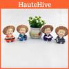 Cute Straw 4pcs Hat Little Monk Mini Ornament Set For Garden And Car Decor