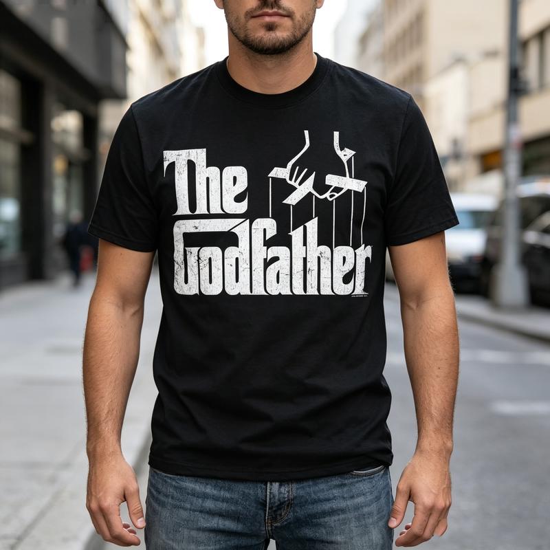 Vintage Godfather Tee Retro Mafia Movie Style Print Men Women Cotton Short Sleeve Streetwear Top