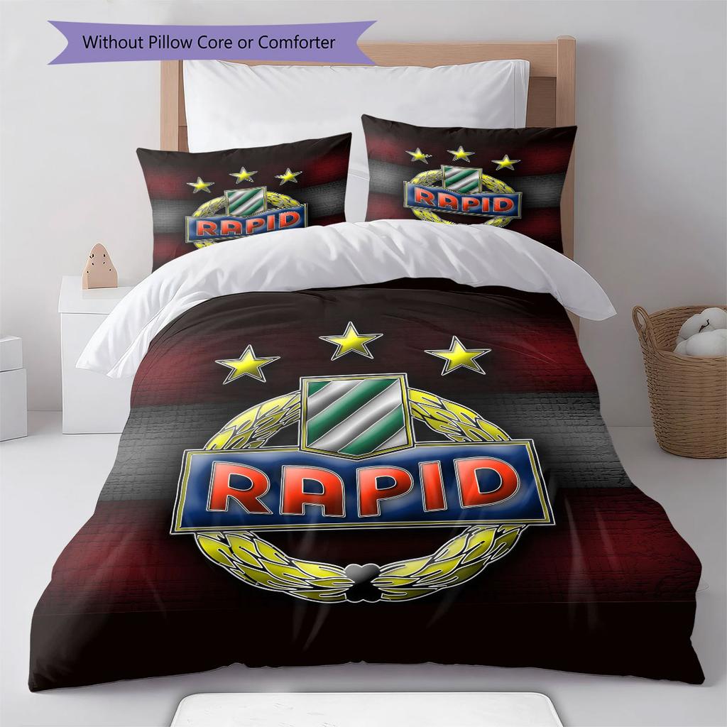 Rapid Vienna Pattern Bedding Home Decoration Birthday Gift ( 1 duvet cover + 2 pillowcase, without core),fan merchandise.