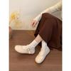 Gray retro round head flat bottom fluffy single shoes women's autumn and winter skirt velvet Mary Jane shoes