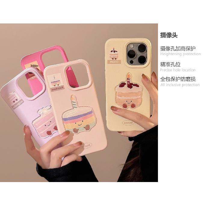 Cute Dessert Cake17pro max Apple16Silicone phone case iphone14Applicable13Three-dimensional softness