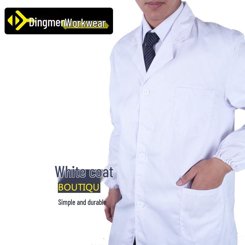Unisex White Coat for Doctors, Students, Nurses - Long Sleeve, Spring/Autumn, Custom Logo Workwear