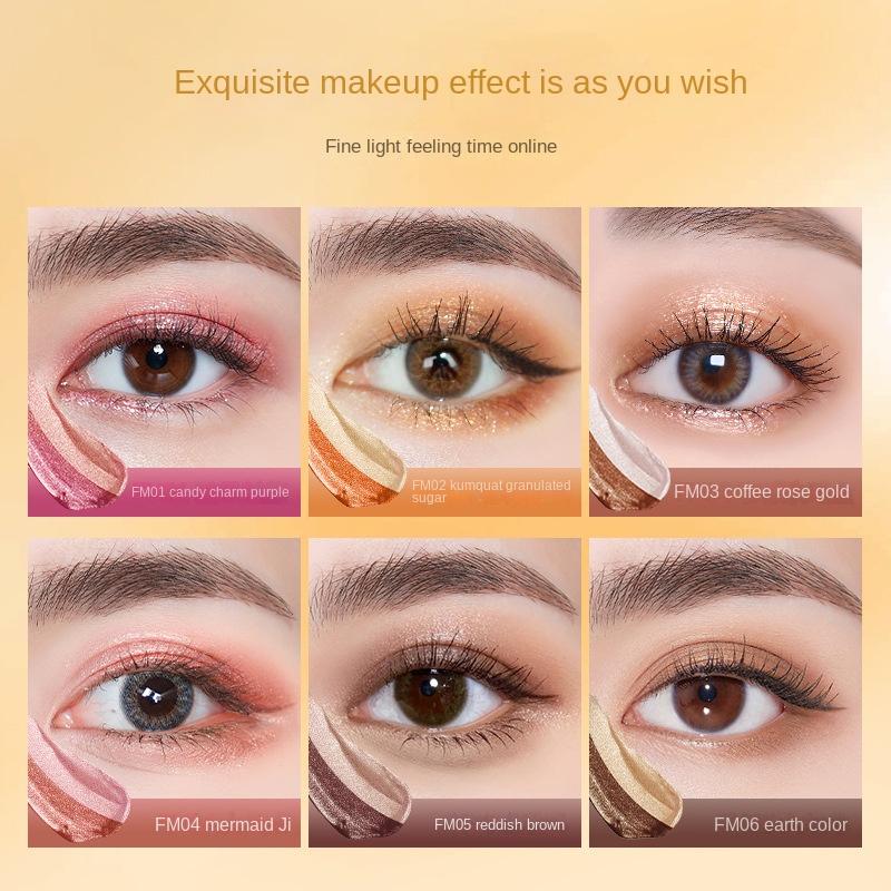 Colorful Instant Makeup Double-color Eyeshadow Pen Pearlescent Fine Glitter Contouring and Brightening Double-ended Earth-color Eyeshadow Stick