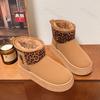 Модный дизайнерский леопардовый принт, женские зимние ботинки из искусственной замши, нескользящие, с толстым плюшем, женские теплые ботильоны на платформе, ботильоны для женщин
