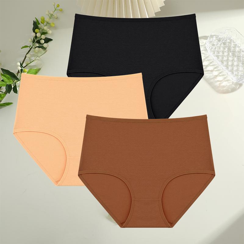 FINETOO 3 шт. Женские трусики с высокой талией, бесшовное нижнее белье из хлопка, женское дышащее сексуальное нижнее белье S-XXL, удобные трусы