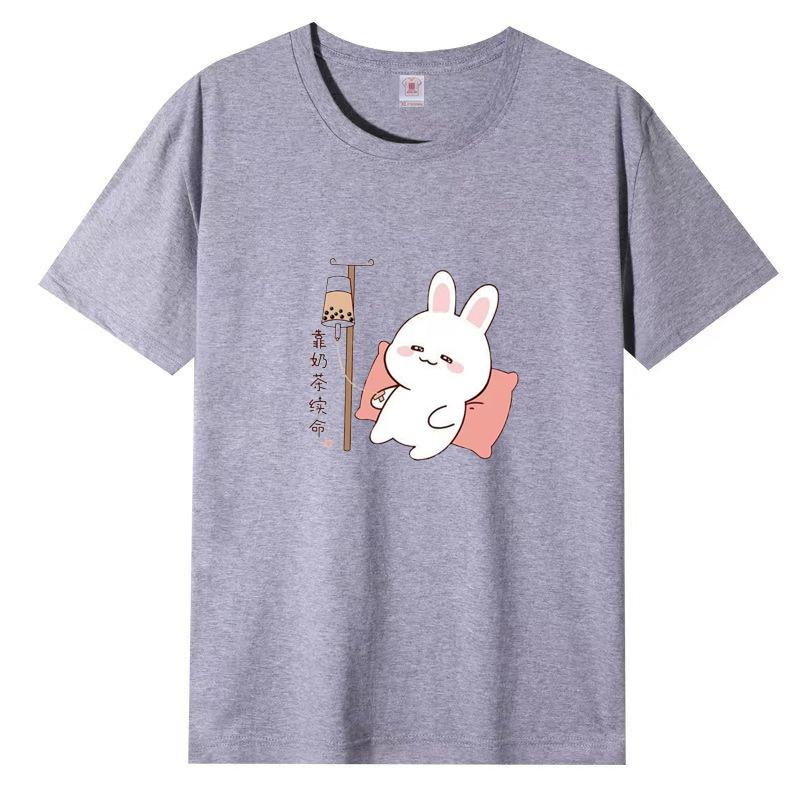 Летняя женская футболка с короткими рукавами из хлопка, свободные корейские топы с принтом в трендовом стиле