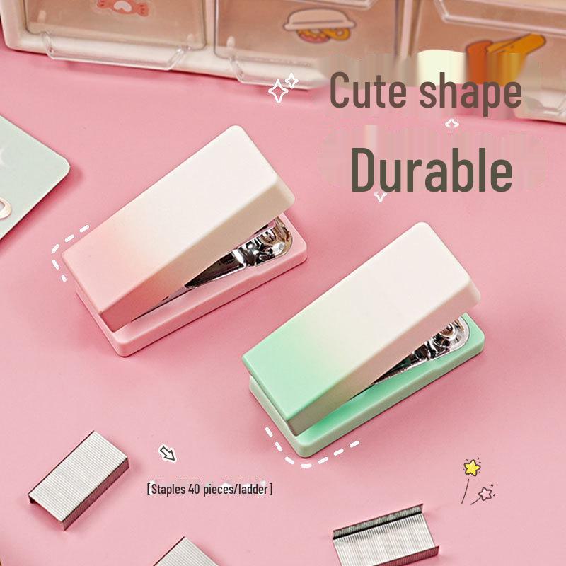 Мини-градиентный степлер Macaron, портативный степлер, облегчающий труд студентов и офисного использования
