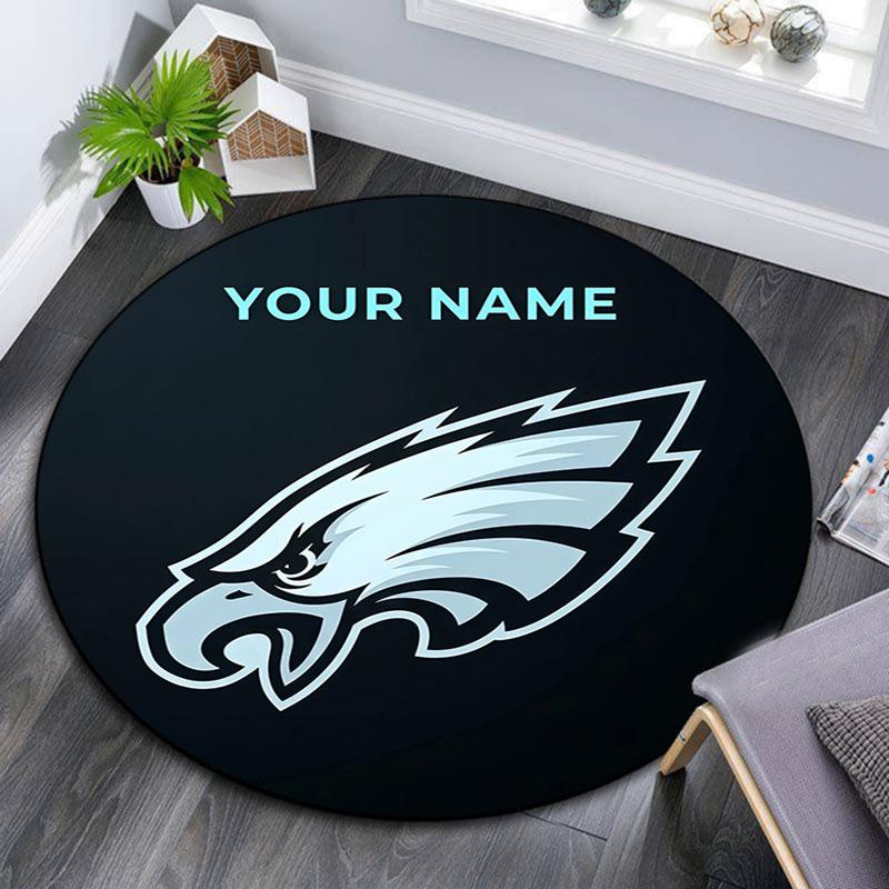 Custom Name,Philadelphia Eagles pattern round rug,Carpet Rug for Living Room Bedroom Playroom ,Non-slip Floor Mat,Holiday Gifts and Birthday Gifts.