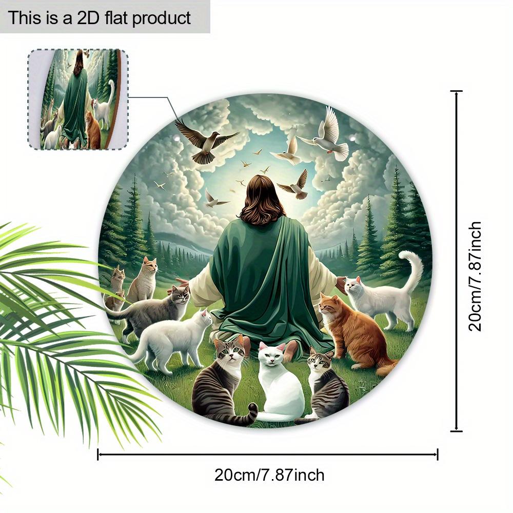 5 шт. Деревянная табличка с изображением Иисуса, кота и голубя мира - 2D настенное искусство для декора дома и сада, идеально подходит для Рождества и любого сезона, рождественский декор
