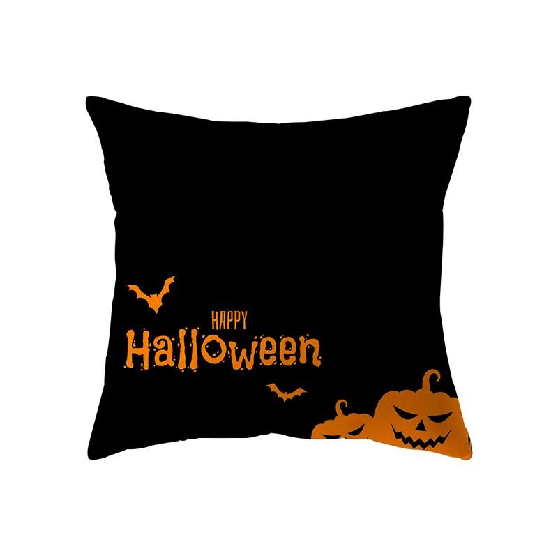 Horror Pumpkin Bat Halloween Theme Print Pattern Cushion Cover Home Living Room Sofa Decoration Polyester Pillow Pillow Cover