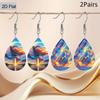 Coloful Sky Aurora PU Leather Earrings Fashion Earrings Holiday Gifts for Friends Party Fashion Accessories Elegant Earrings Party Earrings