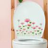 1PC Flower Bird Toilet Sticker  Self Adhesive Paintings Removable Bathroom Decal Decorative Room Decor Wall Stickers