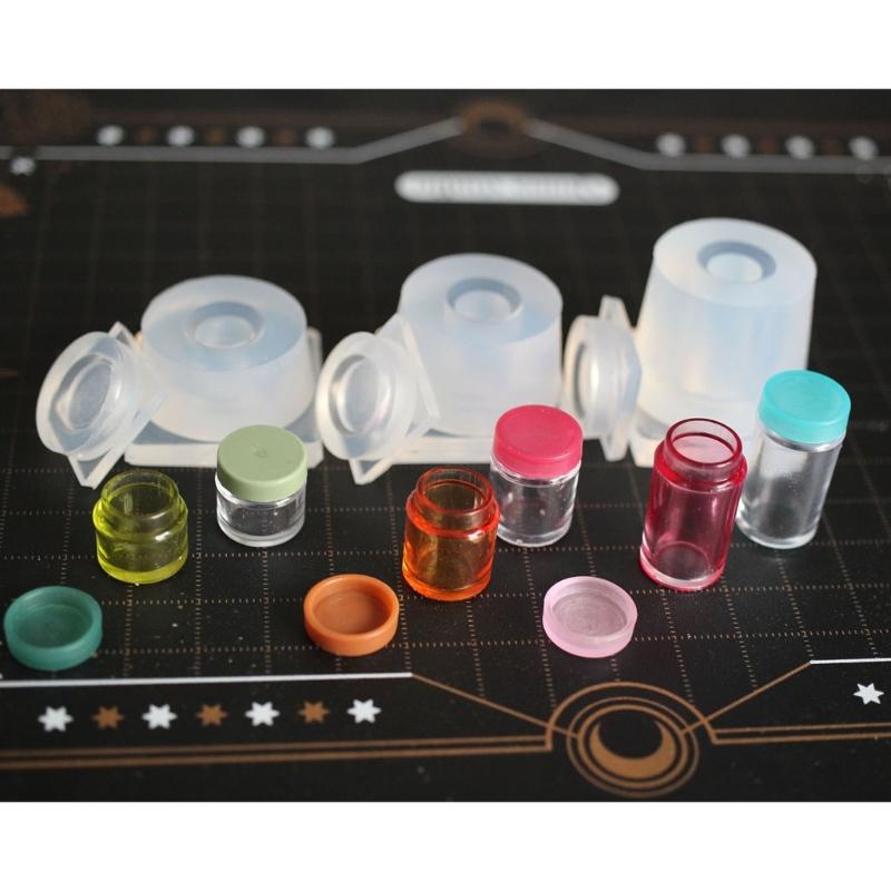 Набор 3D форм для банок с крышкой, маленькая цилиндрическая бутылка, силиконовая форма для изготовления ювелирных изделий, инструмент для литья смолы