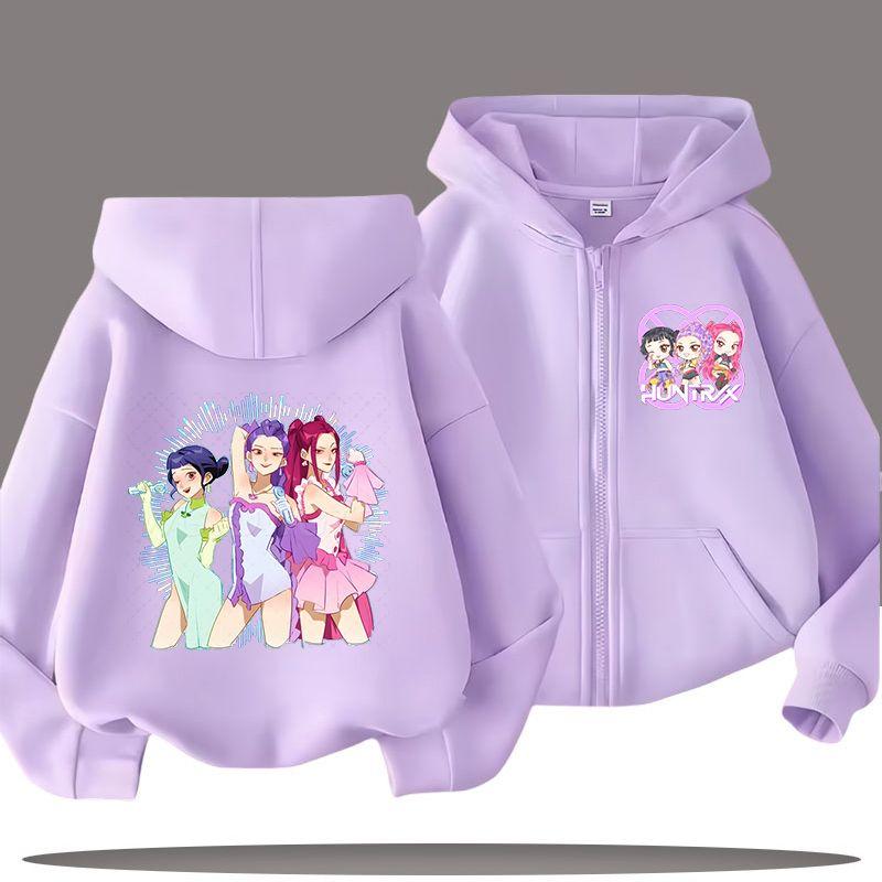 KPop Demon Hunters Zipper Hoodies for Boys and Girls, Children's Fashion Sweatshirts