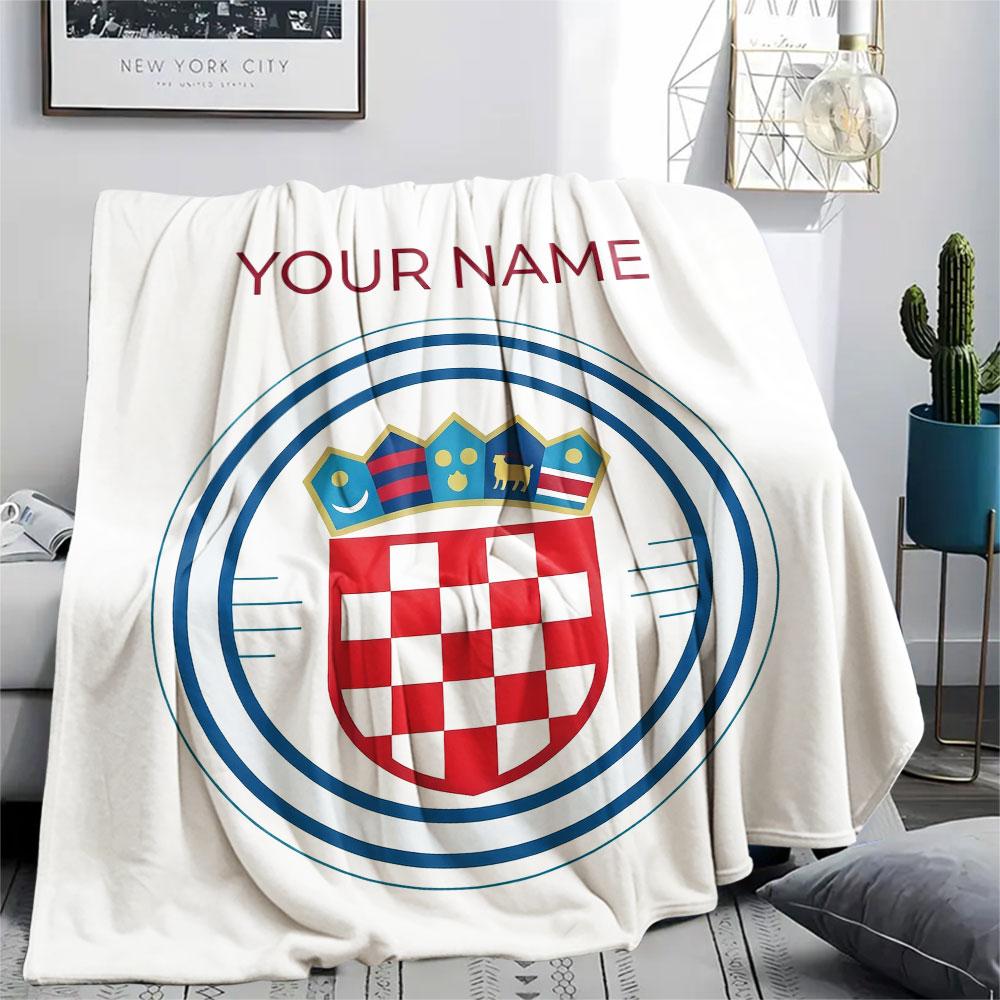 Custom Name,Croatia Printed Flannel Blanket, soft throw for bedroom sofa, washable, Christmas present, great gift.