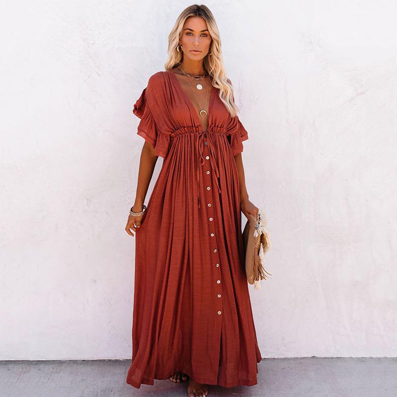 Bamboo Waist-Tie Skirt & Cardigan Beach Cover-Up for Women