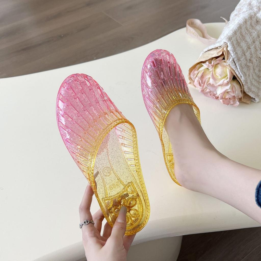 New Women's Cool Slippers Women's Summer Wear Crystal Slippers Home Non-slip Bathroom Indoor Household Jelly Flip-flops