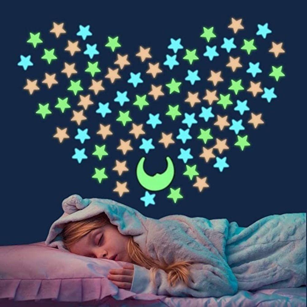 100Pcs/Set Glow In The Dark Luminous Wall Stickers DIY Wall Art Stickers  Kids Baby Room Decoration