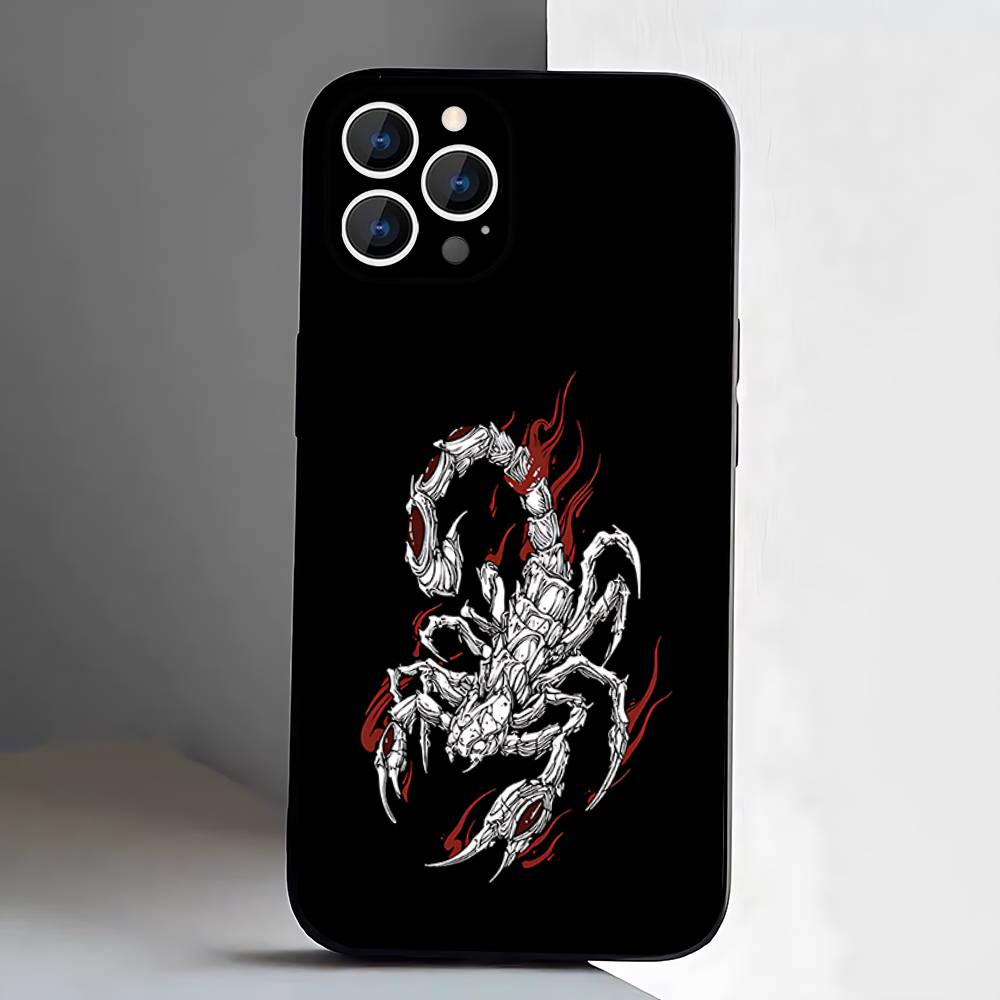 Крутой чехол для телефона с изображением насекомого Скорпиона для iPhone 17,16,15,14,13,12,Pro,Max,Plus,E,SE4,Air,Mini Черный Мягкий