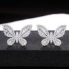 Huitan Delicate Butterfly Stud Earring for Women Full Pave CZ Stone Wedding Engagement Party Nice Accessories Beauty Bow Earring