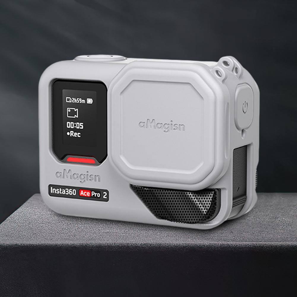 Для Insta360 Ace Pro 2 Силиконовый защитный чехол Противоударный мягкий силиконовый чехол Силиконовый чехол/Ремешок от потери/Шейный ремешок/Крышка для объектива