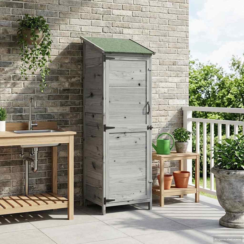 Garden Shed Gray 59.5 x 56 x 176.5 cm Solid Spruce Wood