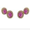 Boucles D'oreilles Luxenter En Argent Sterling 925 Et Zircone Rubis Finies Et Plaqué or 18k-Pinat