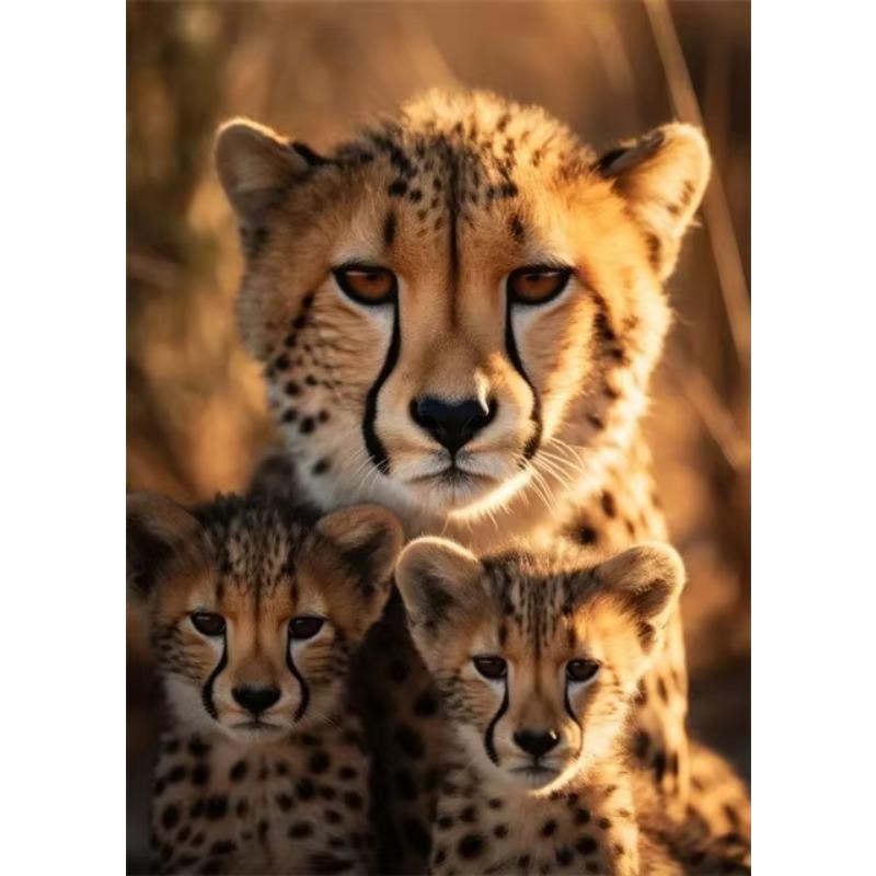 Nature Wildlife Canvas Art Print  Lions Tigers Wolf Coyote Leopard Polar Bear Family  HD Poster for Living Room Wall